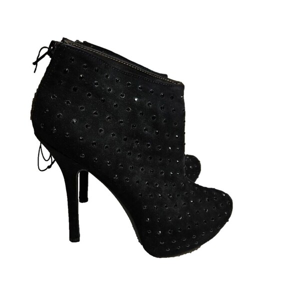 Women's Bootie Black Faux Suede Forever 21 Platform Heels Shoes Size 8.5 - Picture 2 of 6